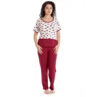 Pijama dama AV2417 grena/alb imprimeu, Andana | marimea S