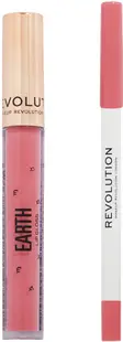 Makeup Revolution Set buze Earth - Luciu de buze și Creion, 3 ml + 1 g