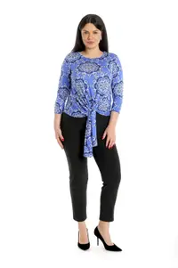 Bluza colturi CP23015 albastru & imprimeu arabesc, Cesy | marimea S