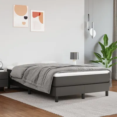 vidaXL Cadru de pat cu arcuri, gri, 120x200 cm, piele ecologică
