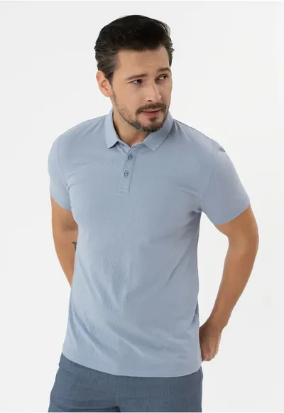 Tricou polo barbati din bumbac - Regular Fit - O-Lambo - albastru - Albastru