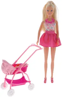 Papusa Simba Toys Steffi Love - Stefi, cu carucior si bebelus, sortiment