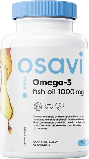 Omega-3 Fish Oil, 1000 mg, lemon, 60 capsule gel, Osavi