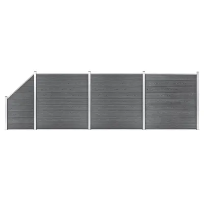 Gossi set panouri gard, 3 patrate + 1 oblic, gri, 619x186 cm, wpc