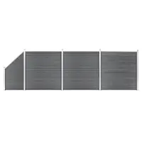 Gossi set panouri gard, 3 patrate + 1 oblic, gri, 619x186 cm, wpc