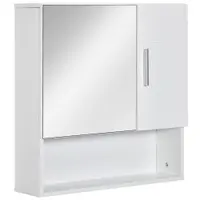 Kleankin Dulap Baie Oglindă Compactă, 2 Uși, Spațiu Depozitare, 54x15.2x55.3cm, Alb | Aosom Romania