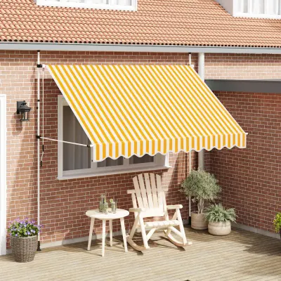 vidaXL Copertină retractabilă manual, portocaliu și alb, 300 cm, dungi