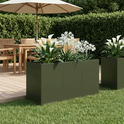 vidaXL Vază pentru Grădină Verde măsliniu 120 x 40 x 60 cm