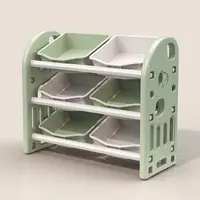 Organizator pentru jucarii Nichiduta Garden Butterfly Green, cu 3 nivele si 6 cutii depozitare, margini rotunjite, 77x66x32 cm
