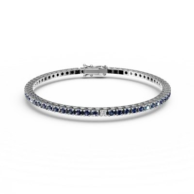 Bratara tennis din aur alb cu safire de 2.25ct si diamante de 0.15ct