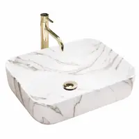 Lavoar cu montare pe blat 51x39 cm, imitatie piatra, finisaj lucios, Rea Demi