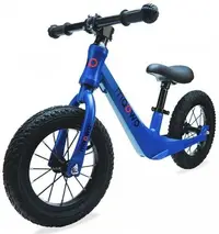 Bicicleta fara pedale pentru copii Maawo, roti de 12 inch, cu anvelope pneumatice, spite, cadru din aliaj de magneziu, design ergonomic, Saua reglabila, sarcina maxima 30 kg, Blue Elegans