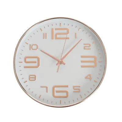 Ceas de perete alb cu cifre aurii 25 cm