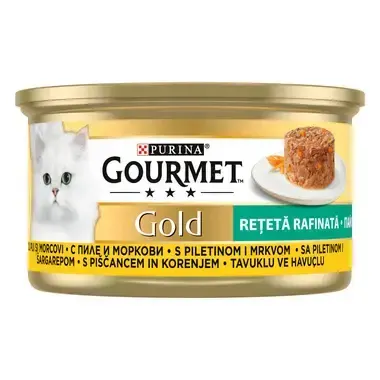Hrana umeda pentru pisici Gourmet Gold Savoury Cake cu pui morcovi 85 gr