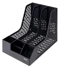 Suport vertical cu organizator Deli - 3 compartimente, negru