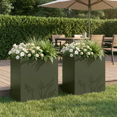 vidaXL Vază pentru Grădină 2 buc. Verde măsliniu 50 x 30 x 49 cm