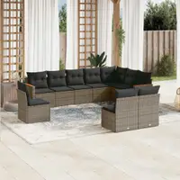 Gossi set mobilier de gradina cu perne, 10 piese, gri, poliratan