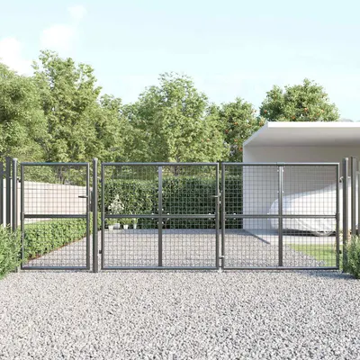 vidaXL Poartă de grădină cu plasă, antracit, 400x125 cm, oțel galvanizat