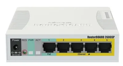 Comutator Mikrotik - RB260GSP, 5 porturi, alb