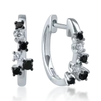 Cercei din aur alb-negru cu diamante negre de 0.16ct si diamante transparente de 0.06ct