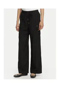 Pantaloni dama - relaxed fit - negru - poliester si viscoza