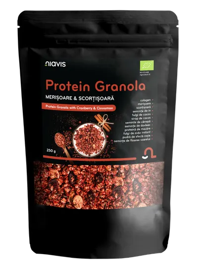 Granola proteica cu merisoare si scortisoara, 250g, Niavis