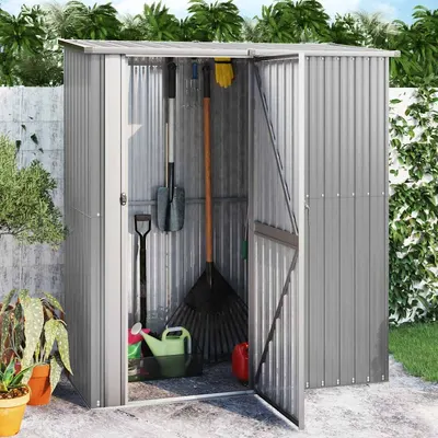 vidaXL Magazie de grădină, gri, 180,5x97x209,5 cm, oțel galvanizat
