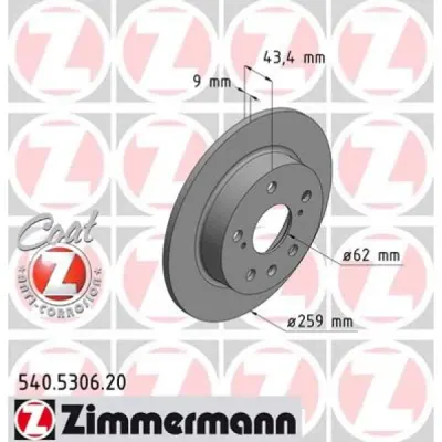 Disc frana ZIMMERMANN 540.5306.20
