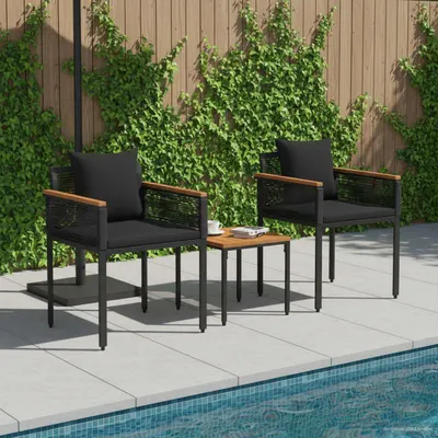 vidaXL Set de Mobilier pentru Exterior cu pernă Negru poliratan