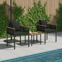 vidaXL Set de Mobilier pentru Exterior cu pernă Negru poliratan