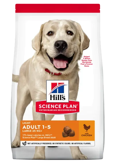 Hrana uscata caini, Hill's Science Plan Canine Adult Light Large Breed Chicken, 14 kg