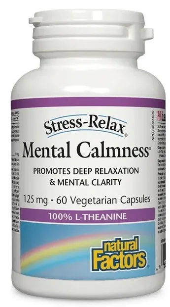 Mental Calmness L-Theanine, 125 mg, 60 capsule vege, Natural Factors