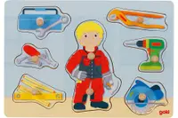 Puzzle din lemn cu maner Goki - Maestru