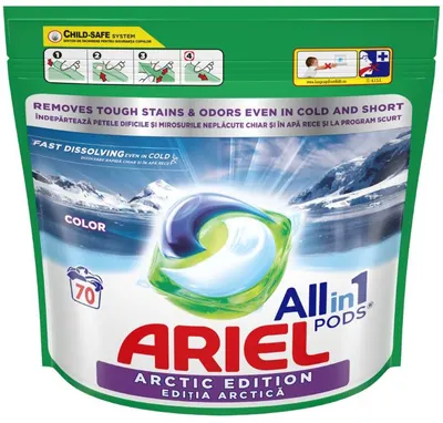Capsule de rufe Ariel - Color Arctic, All in One Pods, 70 spălări