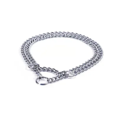 Zgarda forta din metal, argintie, pentru caini de forta, 60 cm