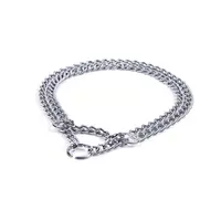 Zgarda forta din metal, argintie, pentru caini de forta, 60 cm