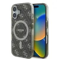 Husa MagSafe pentru Apple iPhone 16, Guess, IML 4G Background, Maro