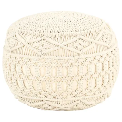 vidaXL Taburet puf macrame lucrat manual, 45 x 30 cm, bumbac