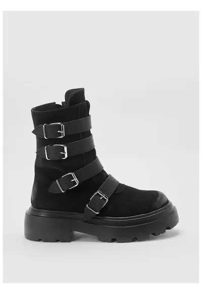 Ghete din piele intoarsa Pure - Negru - Negru