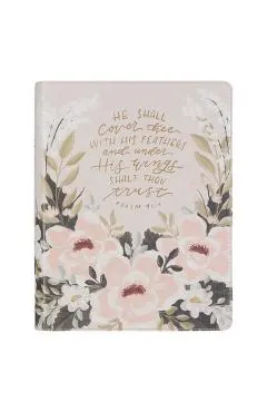 KJV Note-Taking Bible Faux Leather Under His Wings, Cream Floral Printed Ps. 91:4