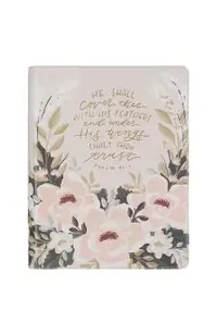 KJV Note-Taking Bible Faux Leather Under His Wings, Cream Floral Printed Ps. 91:4 -
