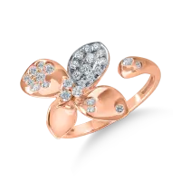Inel floral deschis din aur roz cu diamante de 0.39ct