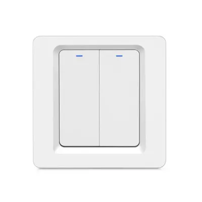 Intrerupator Smart Techstar®, Wireless 2.4GHz, Button cu Revenire, Design Classic, Iluminare LED, 2 Faze, cu NUL, Alb