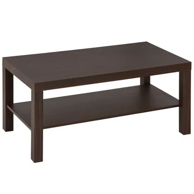 HOMCOM Măsuță de Cafea Rectangulară Clasică cu Raft Spațios de Depozitare din Lemn 90×45×44.5cm | Aosom Romania