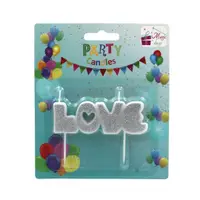 Set 5 lumânări party LOVE argitiu