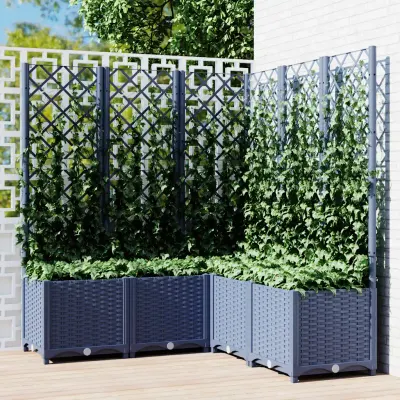 vidaXL Jardinieră de grădină cu spalier,albastru gri, 120x120x136 cm, PP