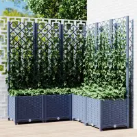vidaXL Jardinieră de grădină cu spalier,albastru gri, 120x120x136 cm, PP
