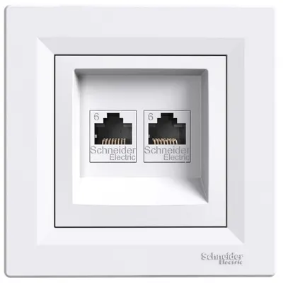 Priza date dubla RJ45 cat.6 UTP Schneider Asfora EPH4800121, alb