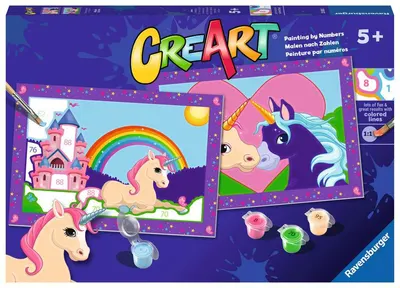 Set de vopsea după număr Ravensburger CreArt - Un unicorn