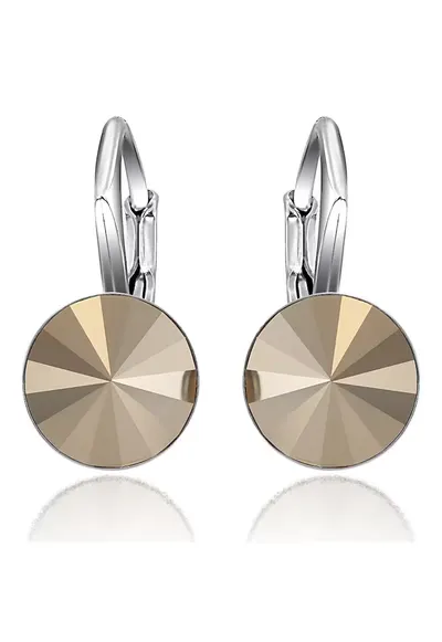 Cercei Argint 925 placat cu rodiu cu cristale Swarovski® Rivoli Leverback 8mm - Auriu
